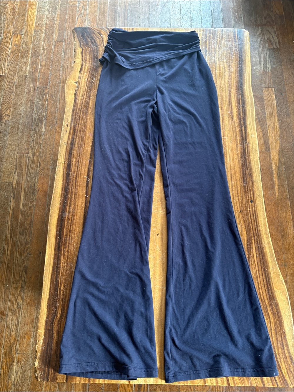 NO TAG Navy blue flare “fold down” pants XXS